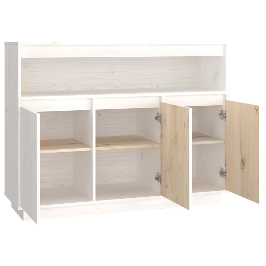 Buffet Blanc 104,5x34x80 cm Bois massif de pin - 7