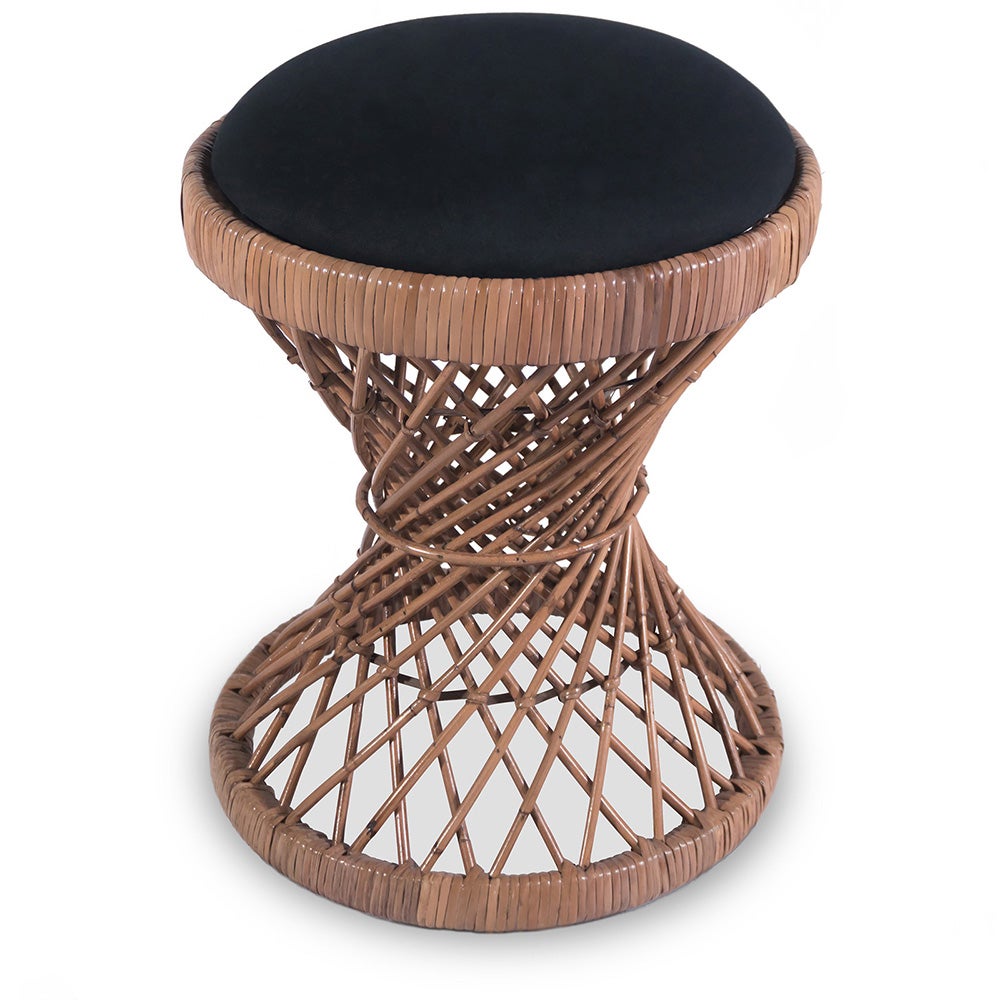 Tabouret de Bar Bistrot en Rotin Trecia 66cm Noir