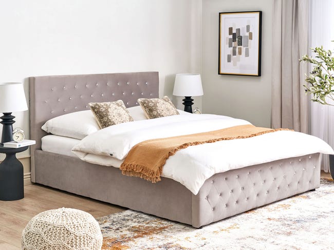 Letto contenitore Velluto AMIENS 180 x 200 cm Tortora Leroy Merlin