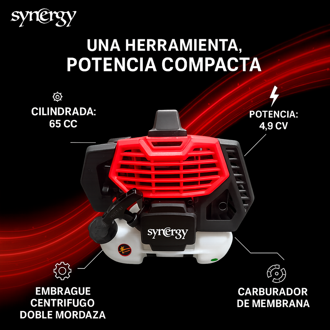 Roçadora a gasolina Synergy 2 em 1 Motor 65cc 4,9hp 2T com disco, cabeça automática e arnês - 6
