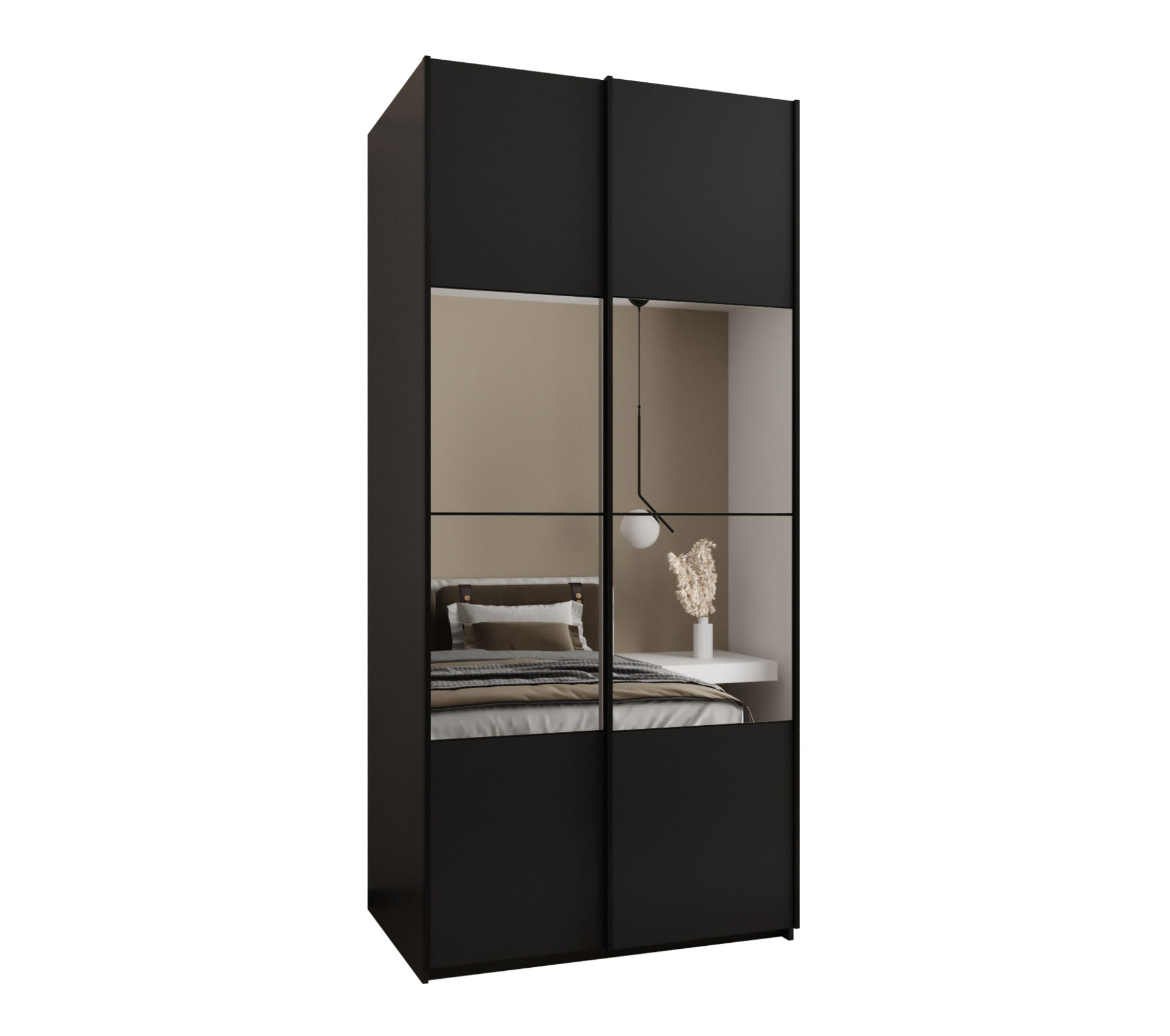 Szafa przesuwna wysoka Lux 4 110 x 64 x 245,5 cm czarny + czarny + u. czarny - Abiks Meble