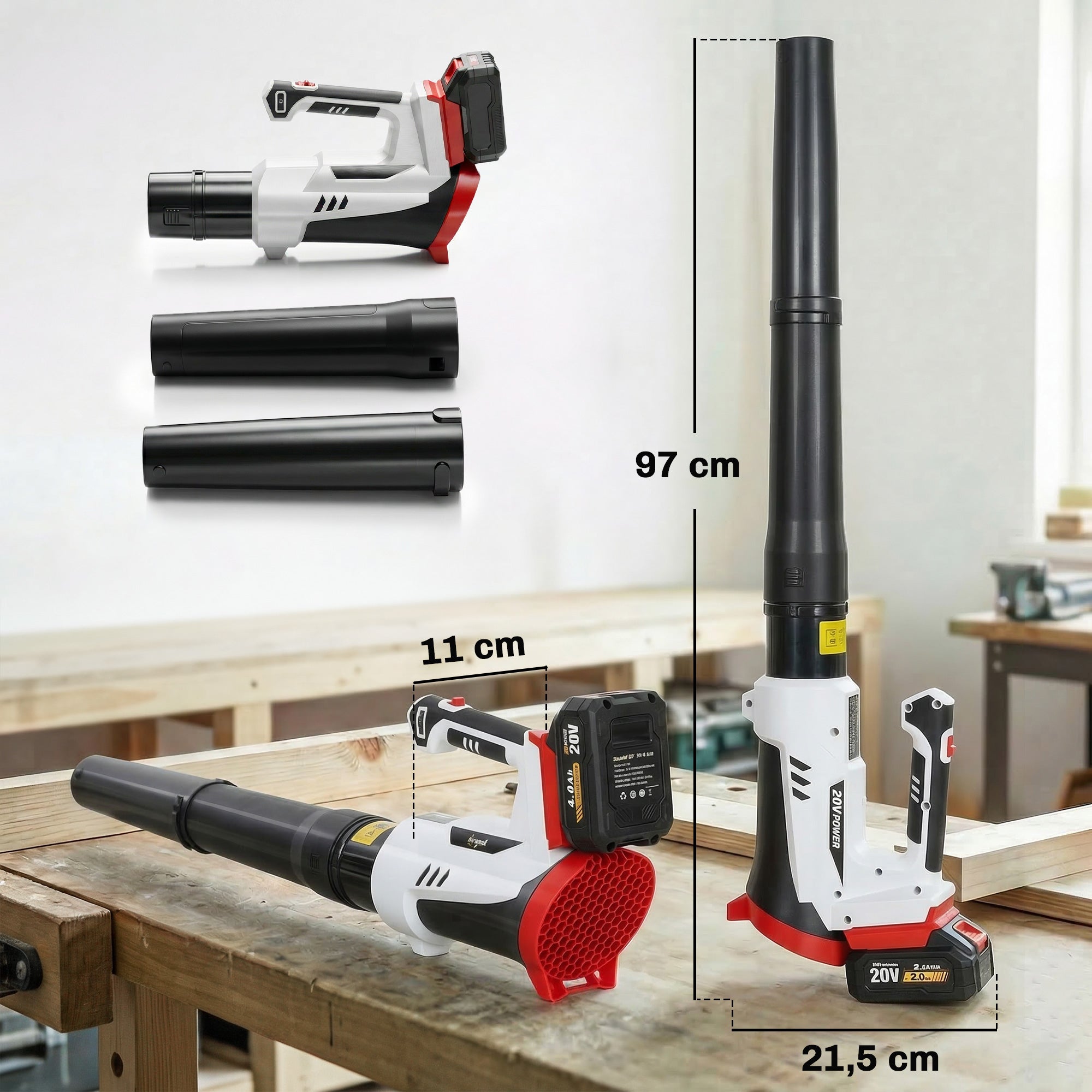 Souffleur Aspirateur Broyeur à Feuilles 250 W avec Batterie 4000mAh et Chargeur. 6 Vitesses. 149 km/h. Blanc pour la maison - 5