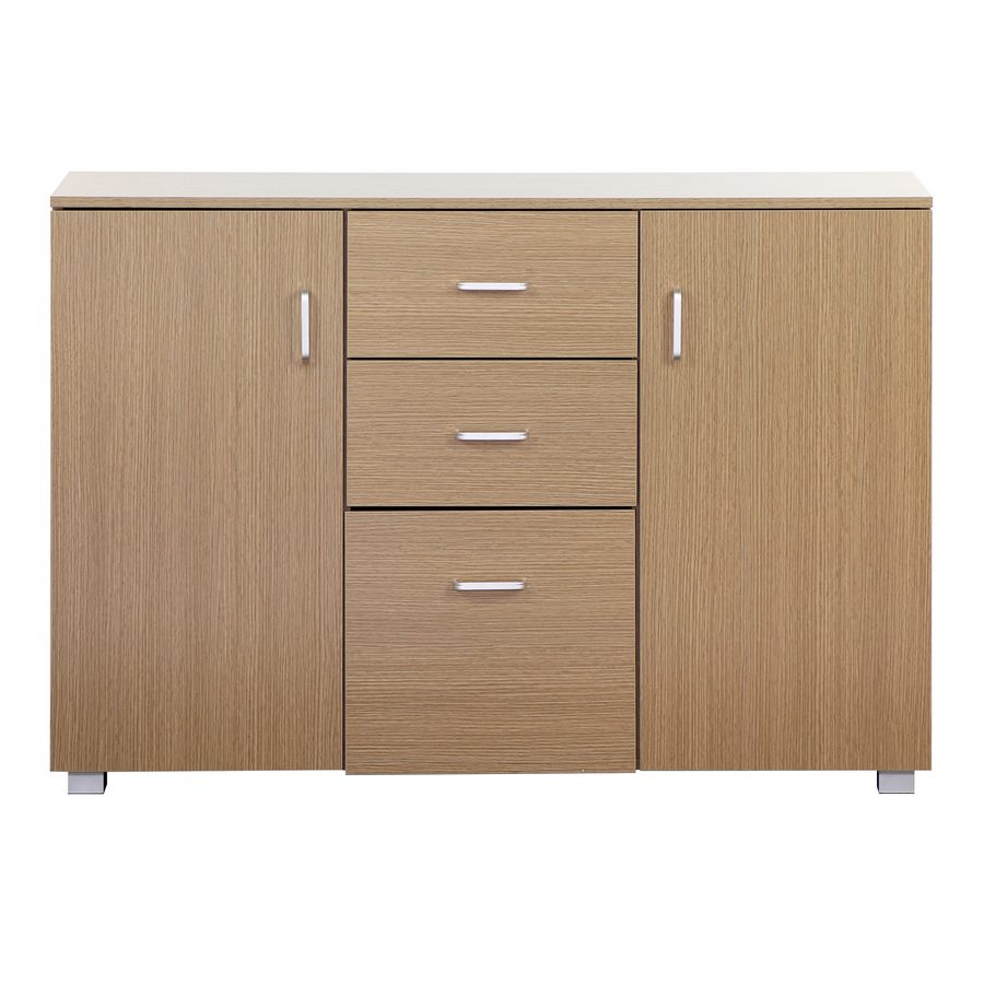 Credenza multiuso 2 cassetti e 3 ante effetto rovere 120x82x40 cm - 4