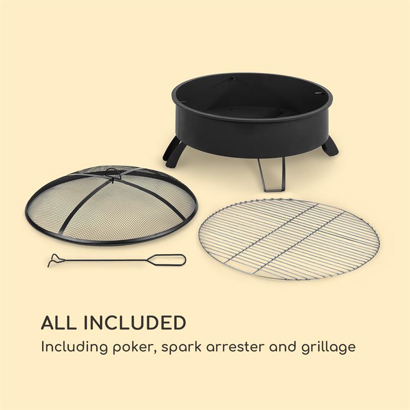 BLUMFELDT Oreos Braséro de jardin Ø75 cm pare étincelles Ø 68cm grille acier Noir - 8