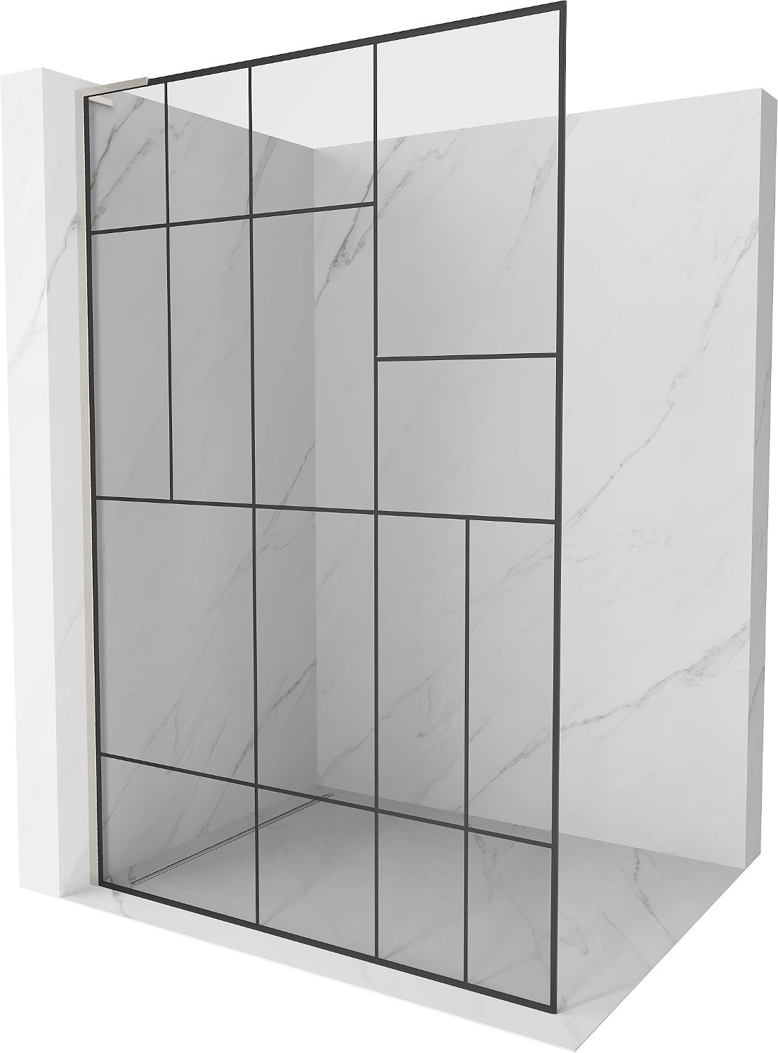 Mexen Kioto L ścianka prysznicowa Walk-in 80 x 200 cm, czarny wzór, nikiel szczotkowany - 800-080-103-97-78