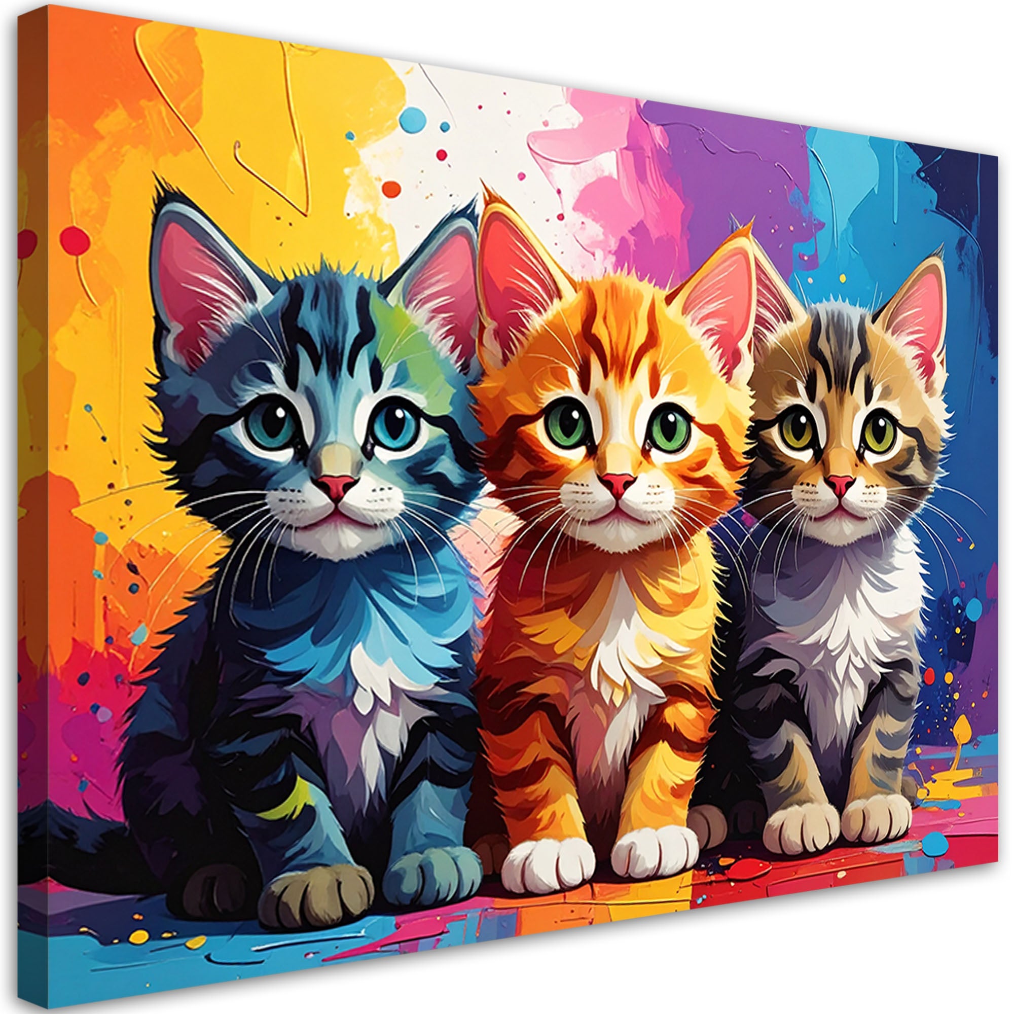 Obraz do pokoju dziecka, Kolorowe małe kotki zwierzęta 60x40