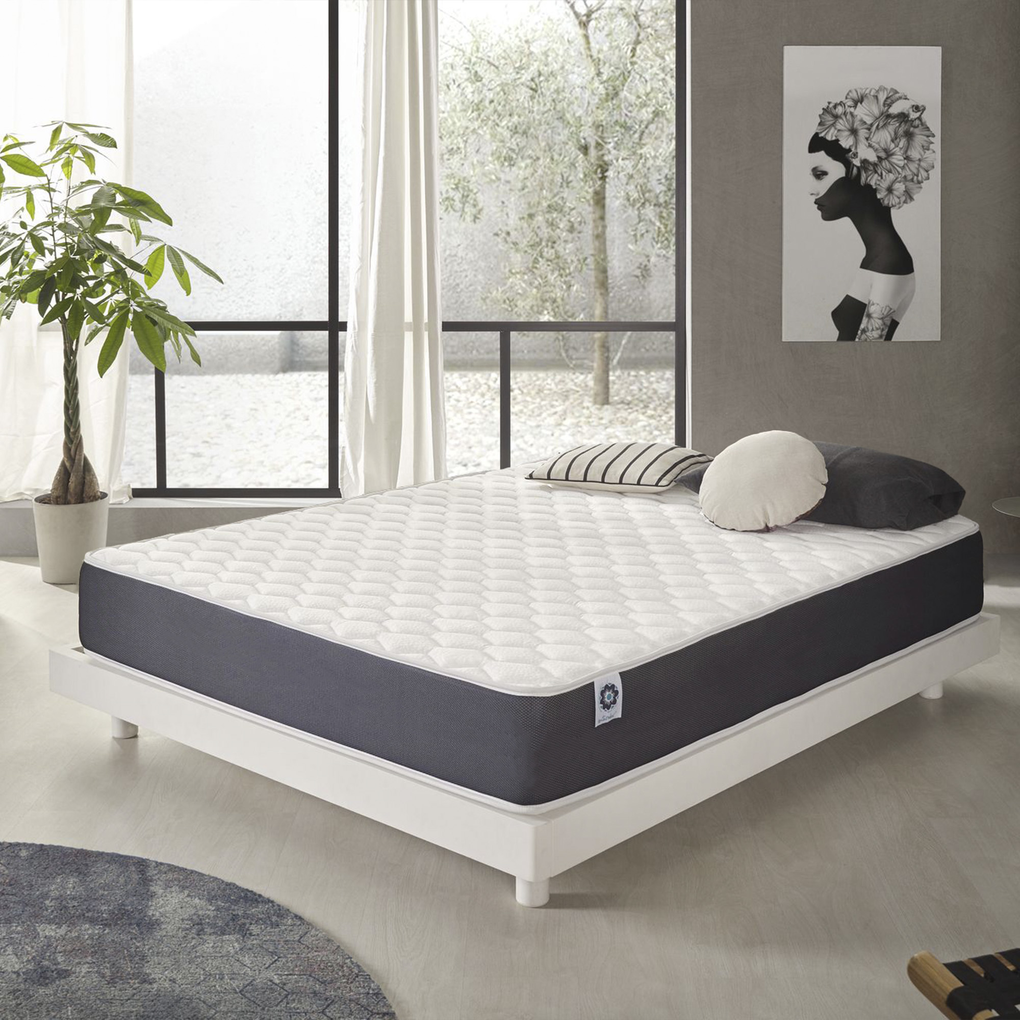 Matelas Ergolatex à ressorts ensachés 160x200 cm Technologie Hybrid, Mousse à mémoire de forme
