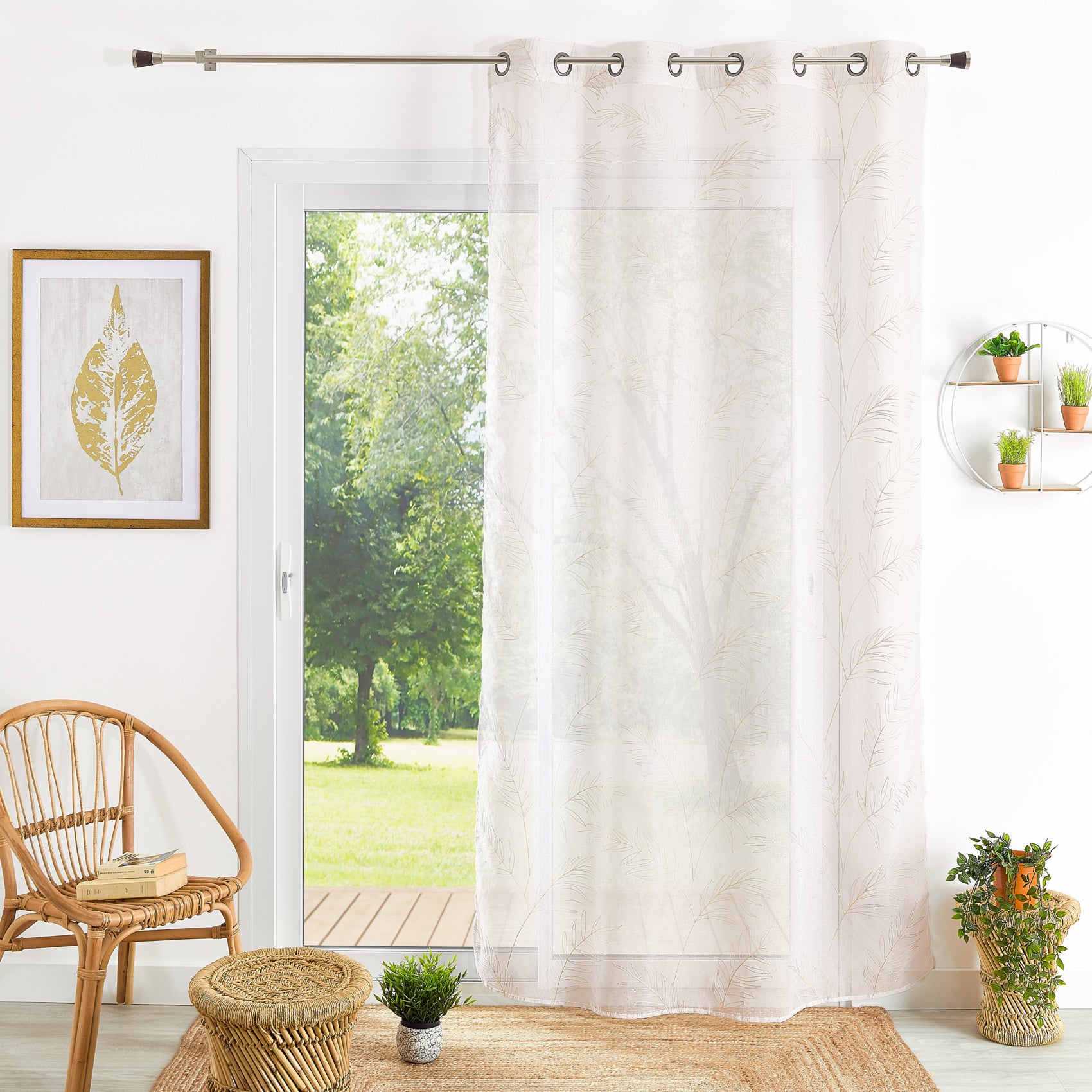 NAPPERON brodé en voile de polyester CARRE 35CM fleurs et