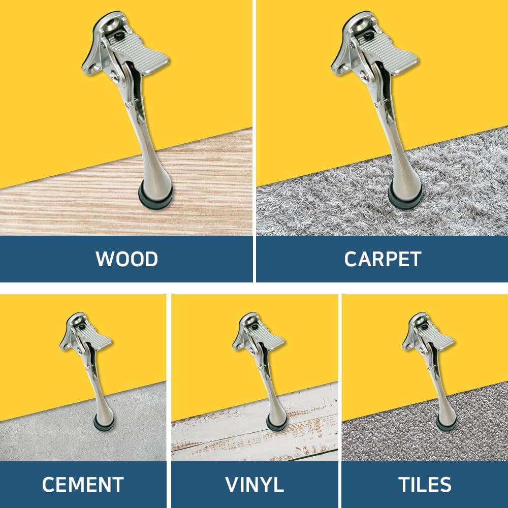 Fermaporta inferiore regolabile, fermaporta pieghevole (finitura nichel satinato, 15 cm x 1 pezzo) - 3