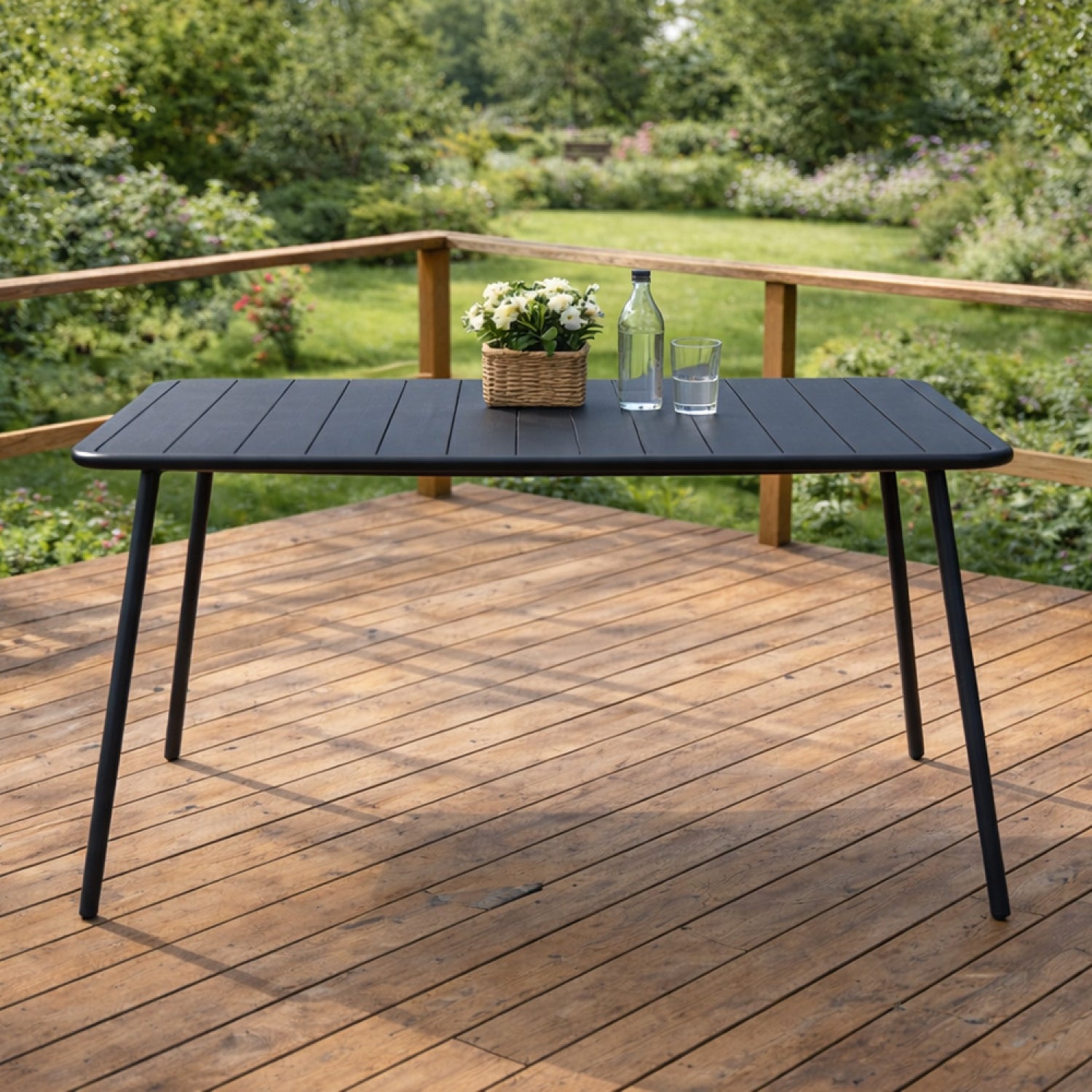 Table de jardin 4 à 6 places 120cm gris foncé BERGAME - 4