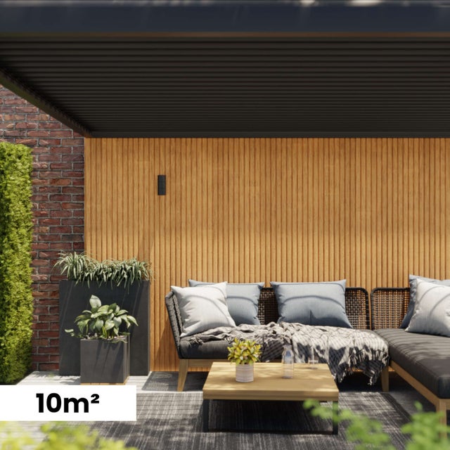 Kit Bardage Composite MEZZO Latte - Superficie : 10m² - Dimension des lames : 220x17,8x2,3 cm - Aspect mat - Effet faux claire-voie