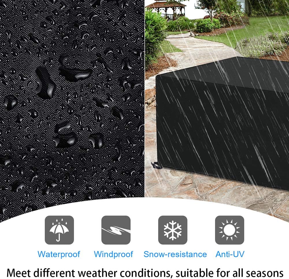 LEMROE Housse de mobilier de jardin Housse de protection avec cordon,Tissu Oxford 420D imperméable et résistant à la pluie (200*160*70 cm) - 4