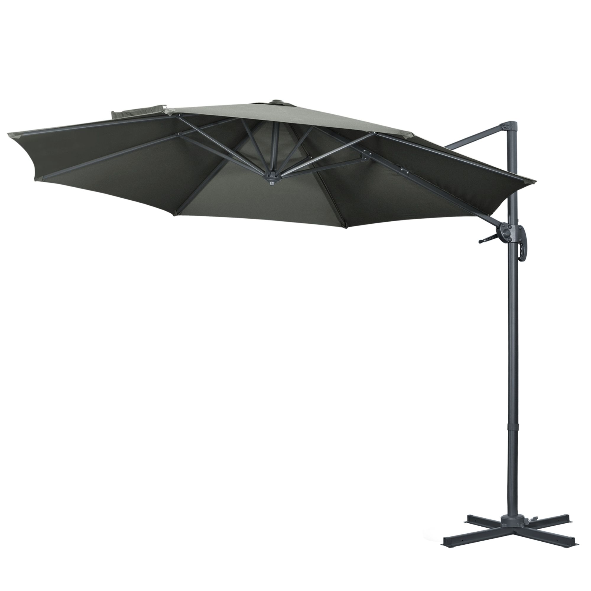 Outsunny Ombrellone Decentrato 3x2.5 M Con Copertura, Corde Antivento
