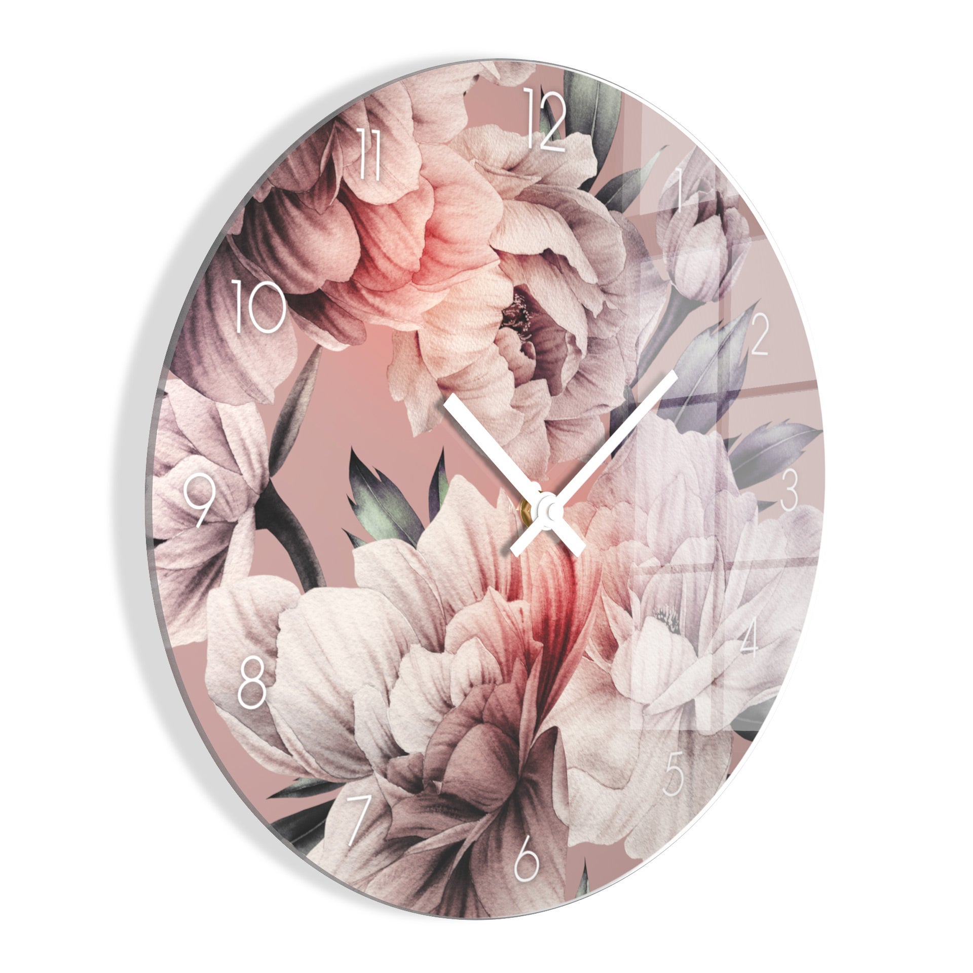STYLER Ceas de perete decorativ Glassclock Roz Ø 30 cm, decor modern de perete pentru living, dormitor și casă