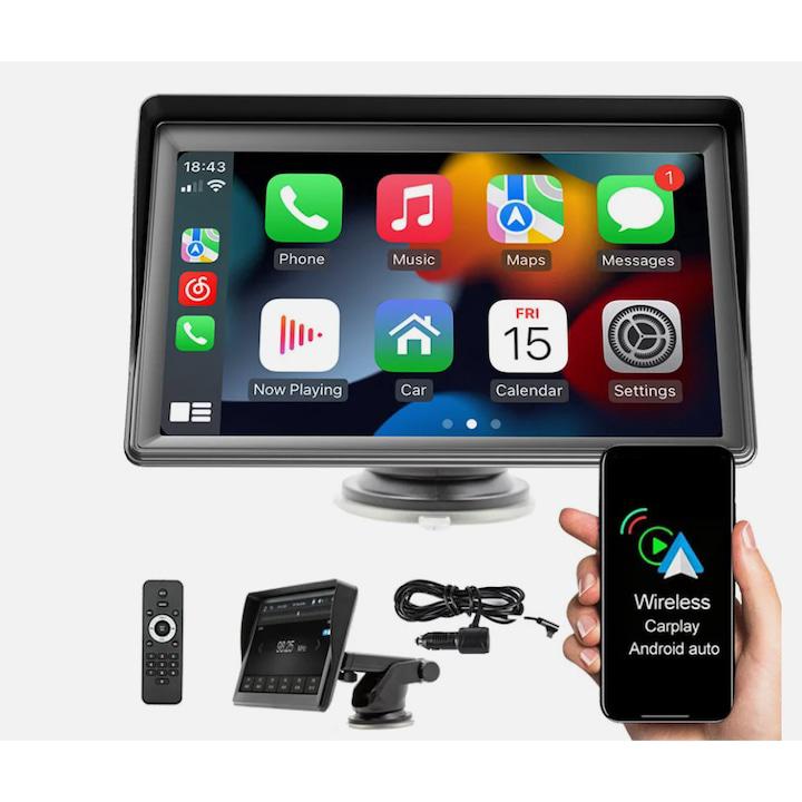 7-calowe przenośne radio samochodowe, bezprzewodowy CarPlay/Android ...