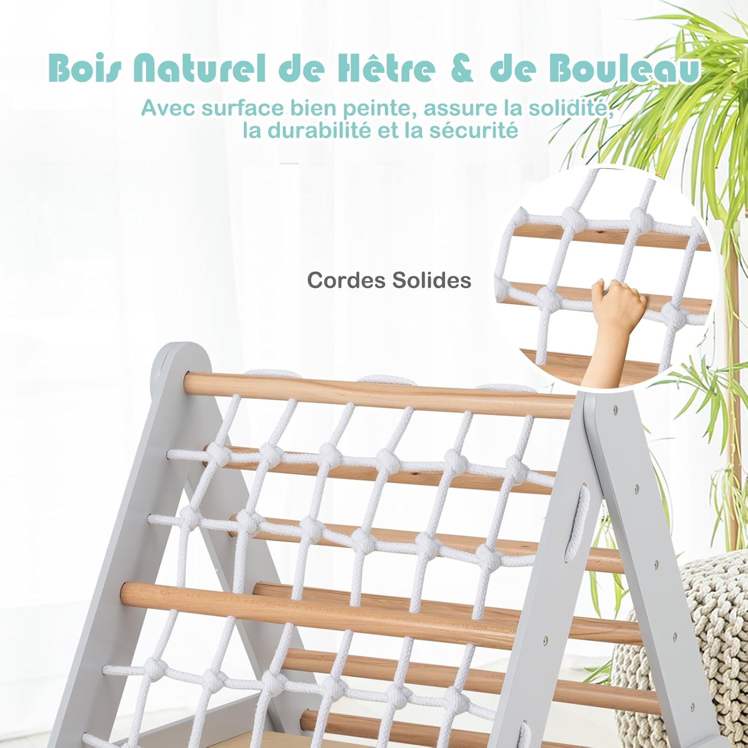 Toboggan Pour Triangle D'escalade Avec 7 Prises, Blanc Joyz