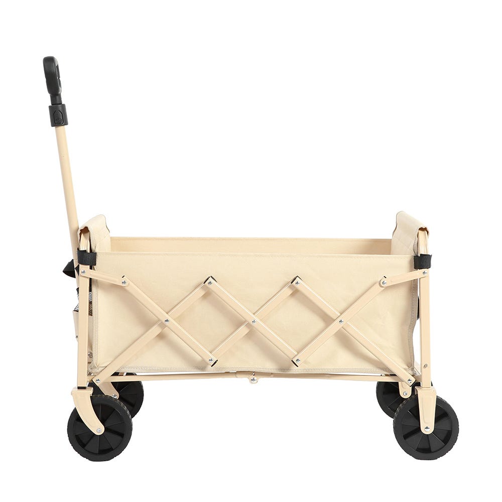 Chariot Pliable Tout-Terrain – Capacité 80 Kg, Roues Robustes, Beige – Idéal Camping, Jardinage, Courses, Festivals