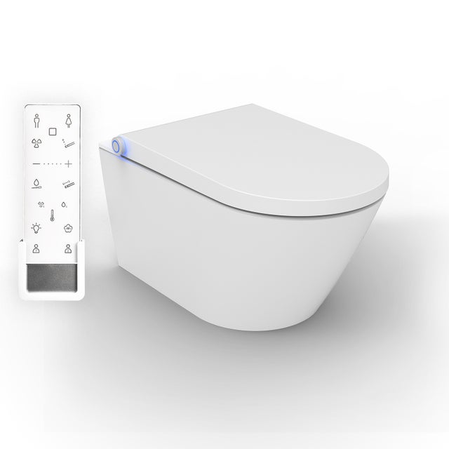 BERNSTEIN - Toilettes Japonaises céramique WC japonais suspendu, WC lavant + Télécommande, chauffant, Filtre, Séchoir - 59,3x38,4x30cm - 1102PREMIUM
