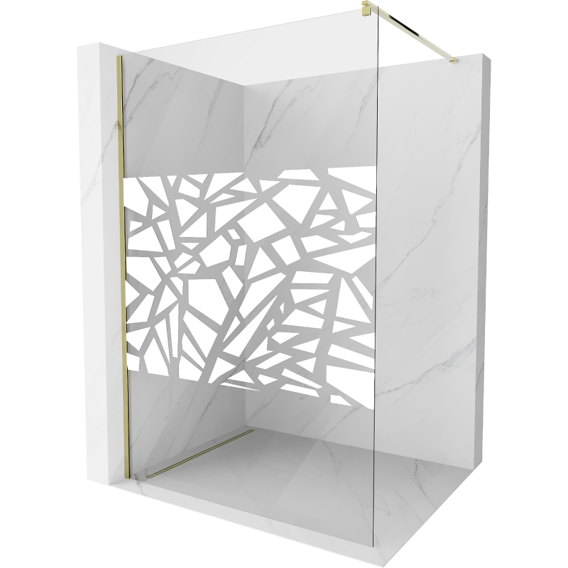 Mexen Kioto ścianka prysznicowa Walk-in 130 x 200 cm, biały wzór 8 mm, złota - 800-130-101-50-85