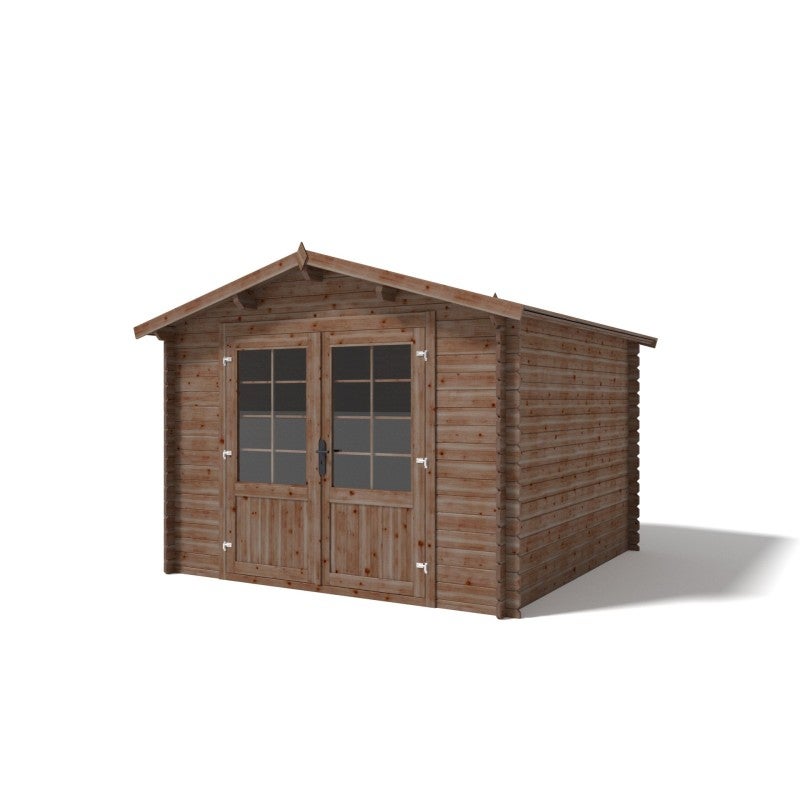 Abri de jardin en bois - 9m2 - 3x3m - Traité - Ep. 28mm - Couleur: marron - DOM427 - ALTANKA - 6