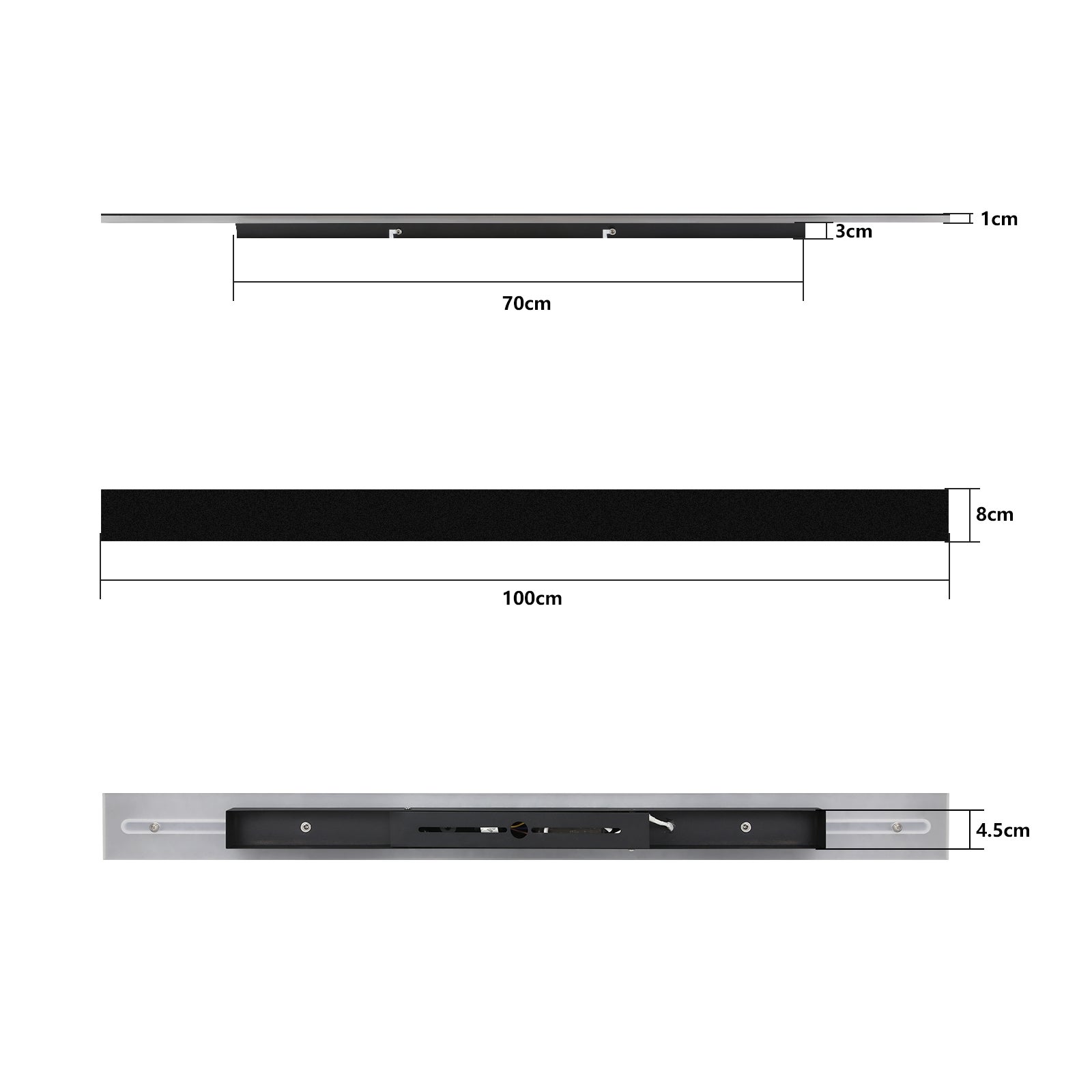 NETTLIFE aplique LED lámpara de pared exterior 100CM negro 3000K IP65 largo 26W villa hecha de acrílico para jardines de pared de casa - 9