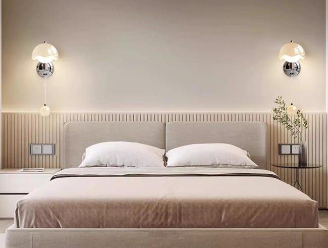 Pathson Paire Vintage Chabre à coucher Chevets Applique urale Blanc Pathson Paire Vintage Chabre à coucher Chevets Applique urale Blanc