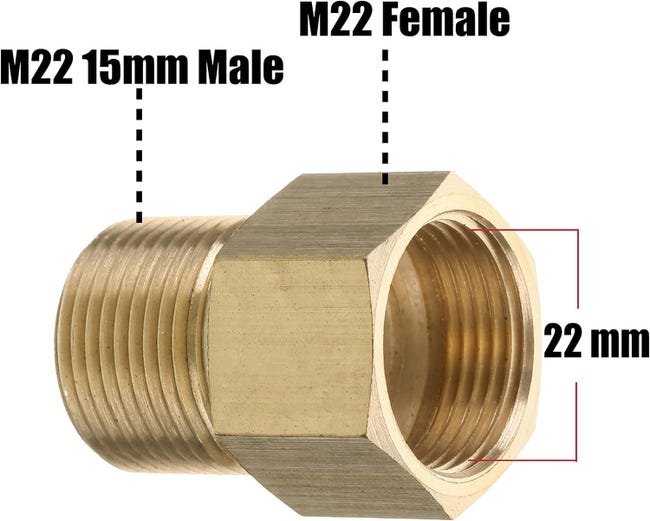 Adaptateur Nettoyeur Haute Pression Laiton M22x1.5 Vers G1/4 Mâle/Femelle – Connecteur Universel Robuste Cuivre