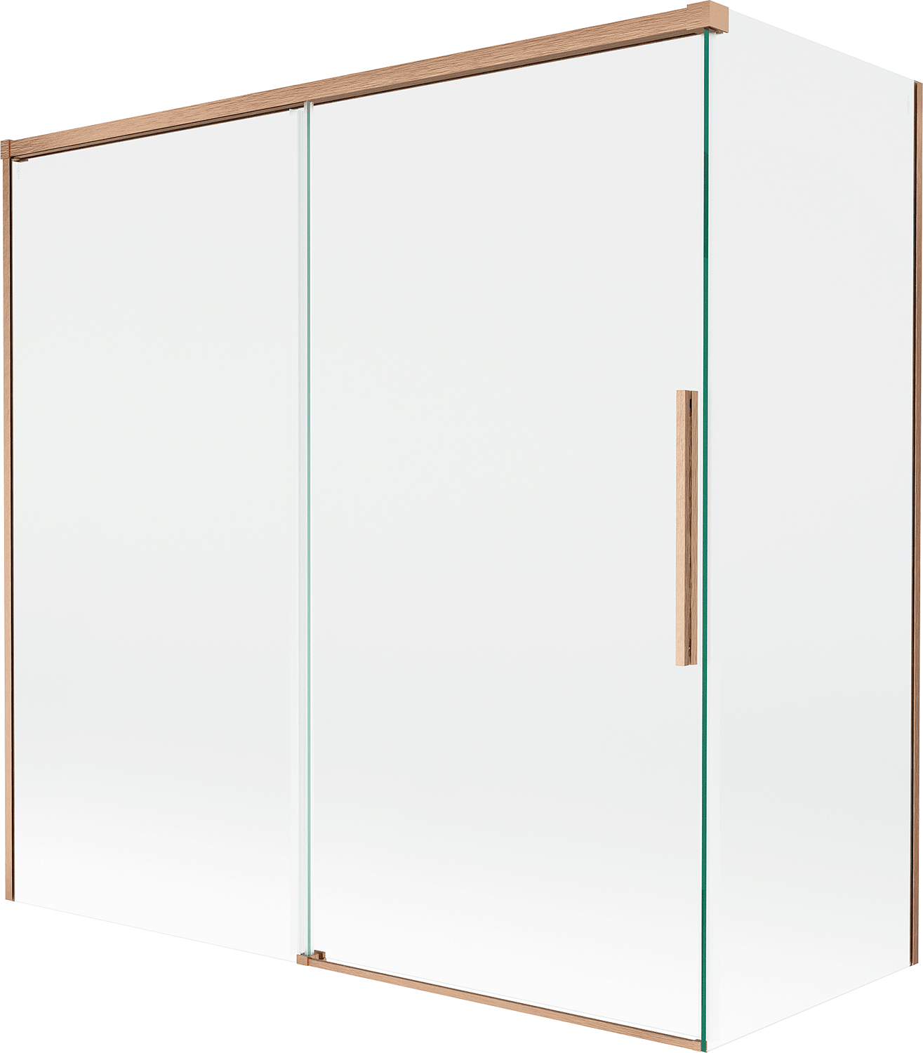 Mexen Rox parawan nawannowy 2-skrzydłowy rozsuwany 160 + 80 x 150 cm, transparent, miedż szczotkowana - 8C9-160-080-65-00
