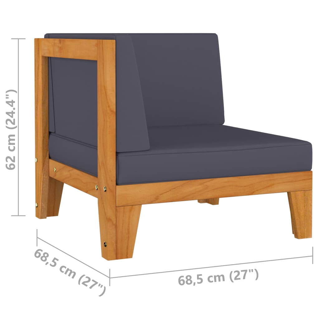 Maison Exclusive - Canapé d'angle sectionnel et coussins gris foncé Bois d'acacia - 8