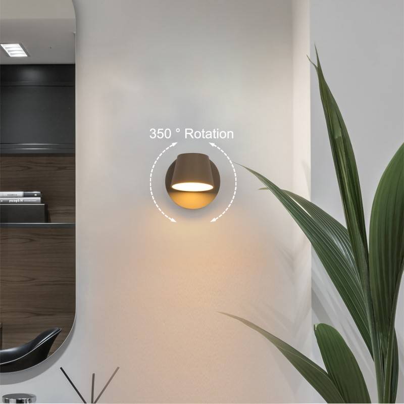 Aplique de Pared LED con Foco Orientable 6W, 2700K Luz cálida de Lectura en Aluminio Gris, Diseño Nórdico Moderno - 4