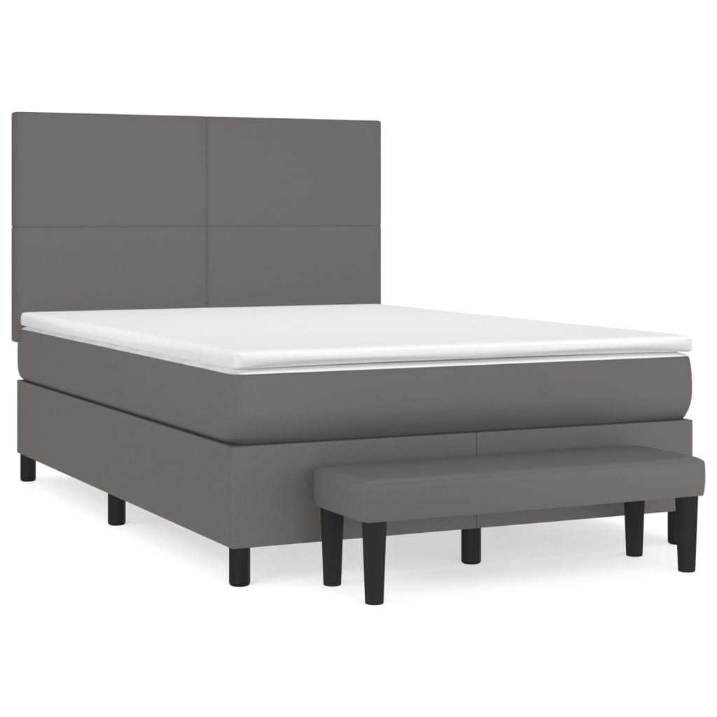 Maison Exclusive - Sommier à lattes de lit avec matelas Gris 140x200 cm Similicuir - 2
