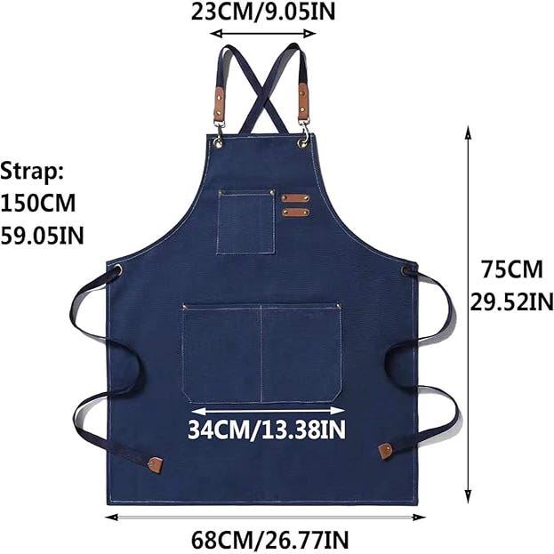 Grembiule Da Cucina In Denim Di Cotone Pincy – Regolabile, Con Tasche, Unisex – Perfetto Per Chef, Barbecue E Giardinaggio
