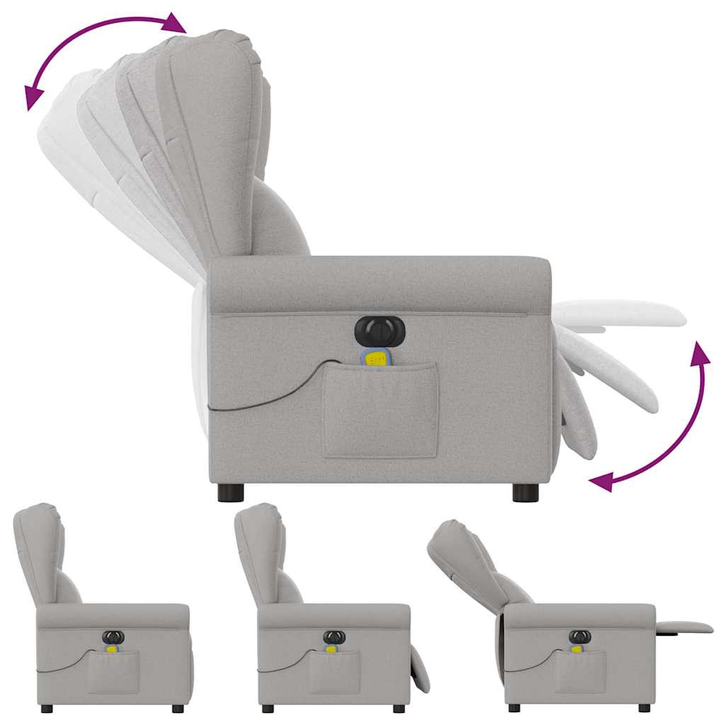 Fauteuil de massage | Fauteuil de relaxation | Chaise de relaxation inclinable électrique gris nuage tissu CFW513005 - 7