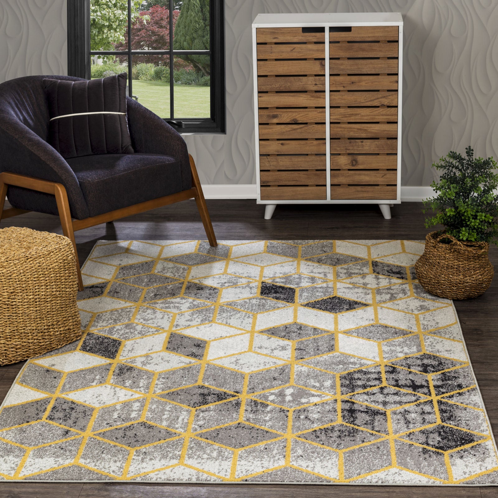 Tapis Abstrait Moderne Multicolore/jaune 160x220 Cm Bellatrix - Tapis salon et chambre