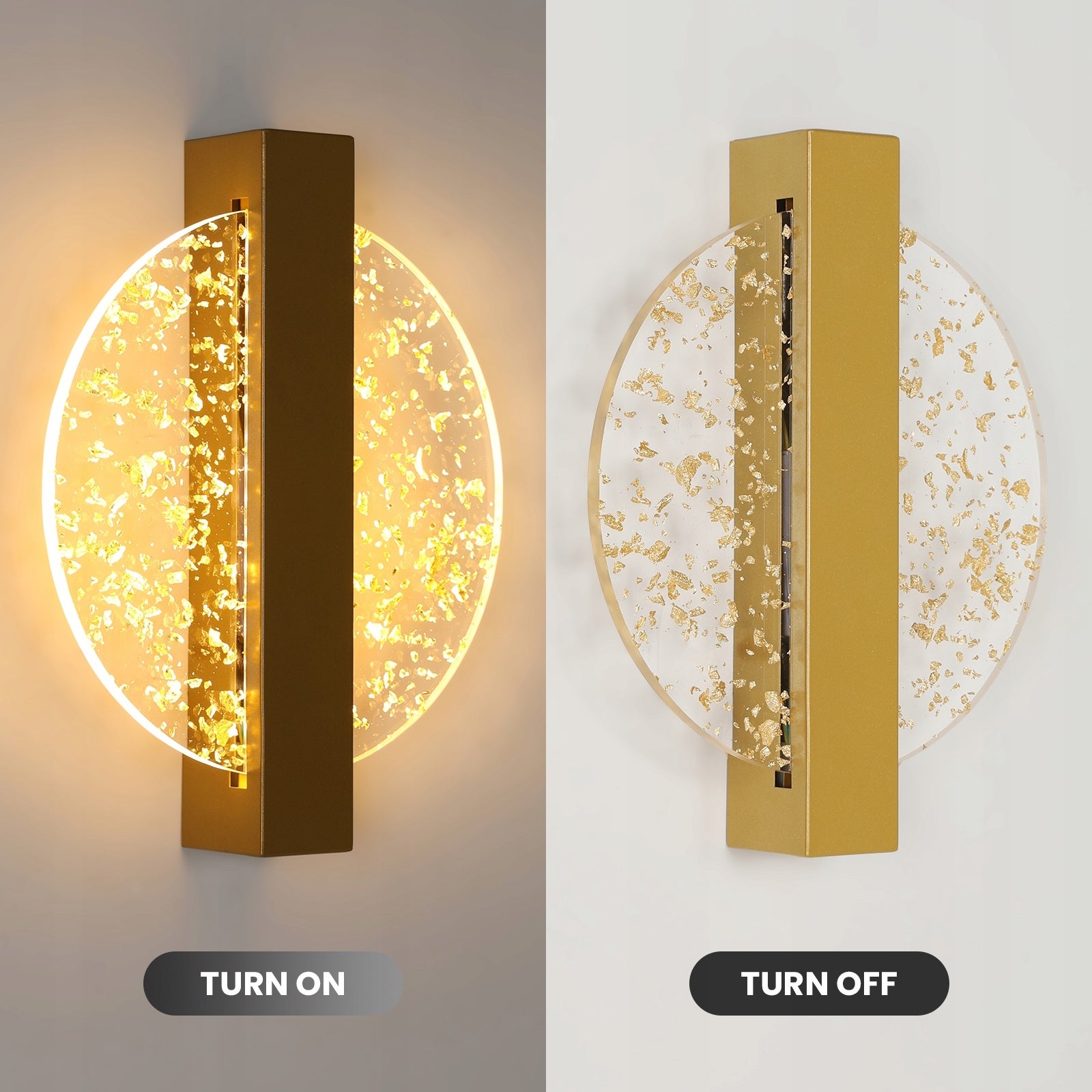 GOECO Applique Murale LED Moderne avec Feuille d'Or, Or Rond,en Acrylique, Lampe Tricolore, pour Chambre Salon - 3