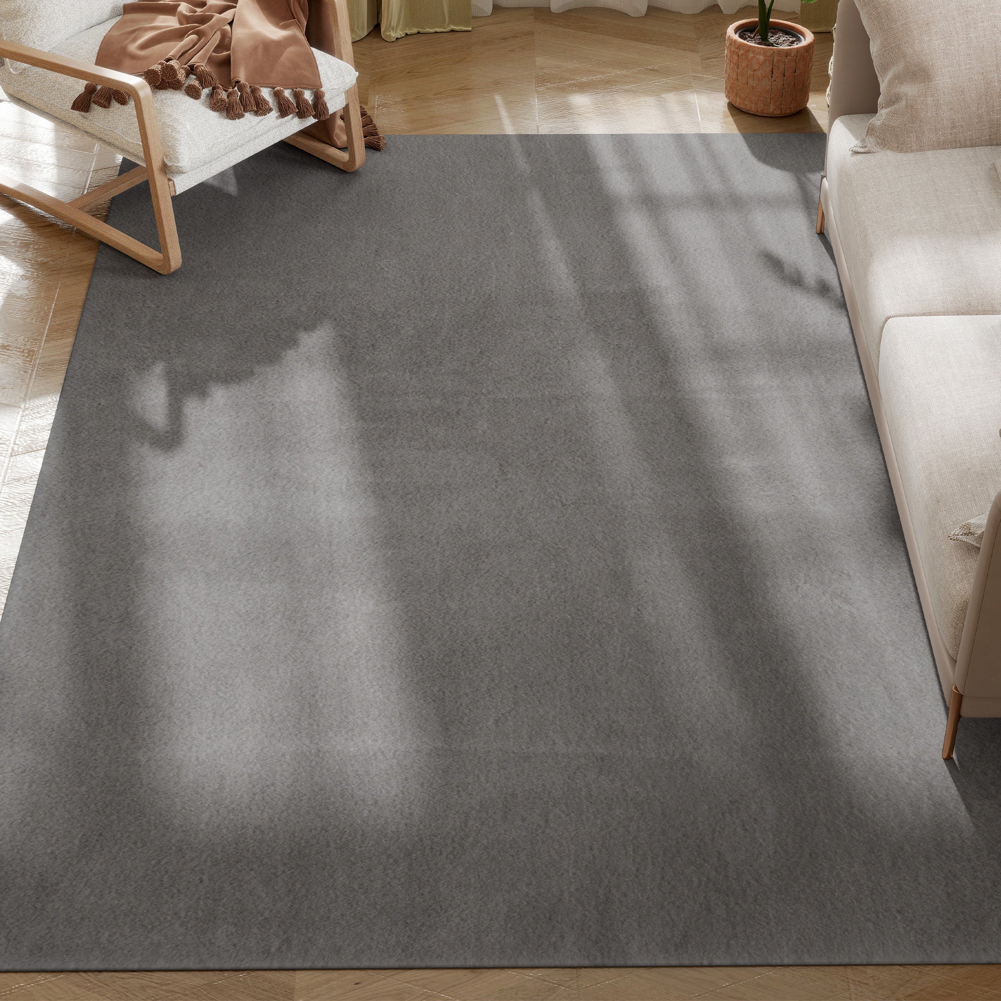 Tapis à Poils Longs PISA Gris Clair/Vert - 80x150 Cm - Doux Et Moelleux Pour Salon/Chambre