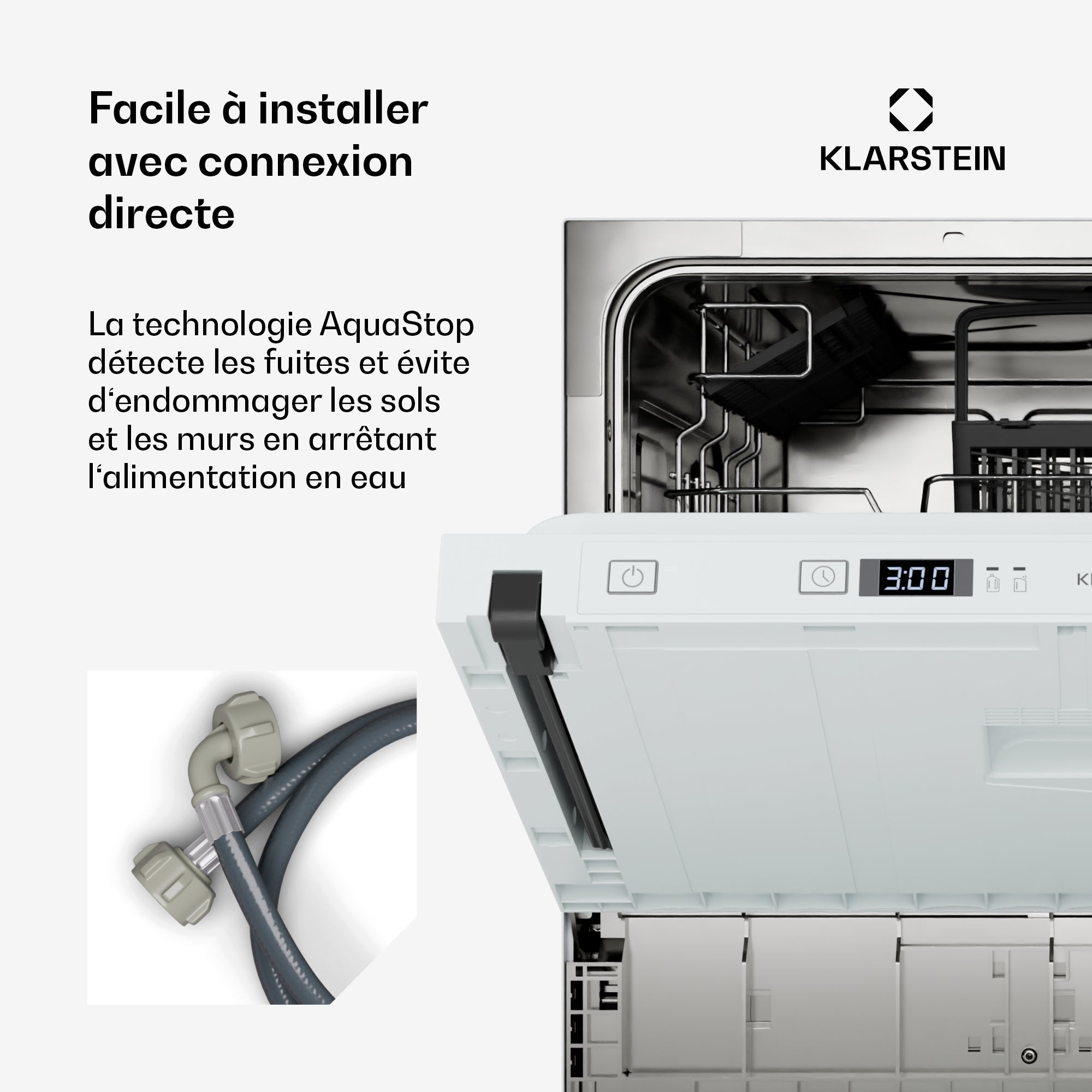 Klarstein Havasia UV 6 Secret Lave-vaisselle encastrable compact 6 couverts Lumière UV 6 programmes Noir - 5