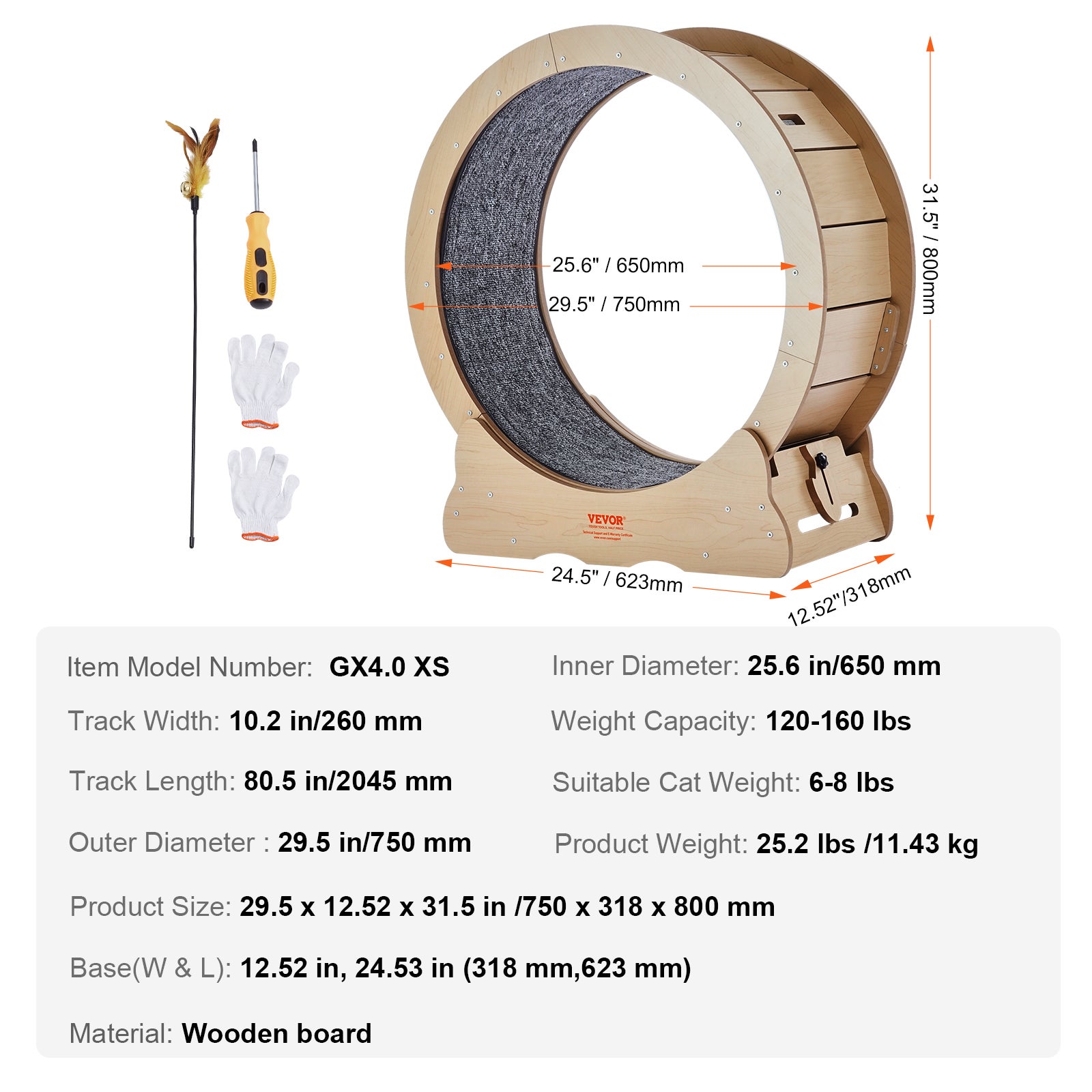 Roue d'Exercice 750mm pour Chat,VEVOR Roue de Course Intérieure avec Tapis Amovible,Jouet pour Chat,Convient à la Plupart des Chats - 7