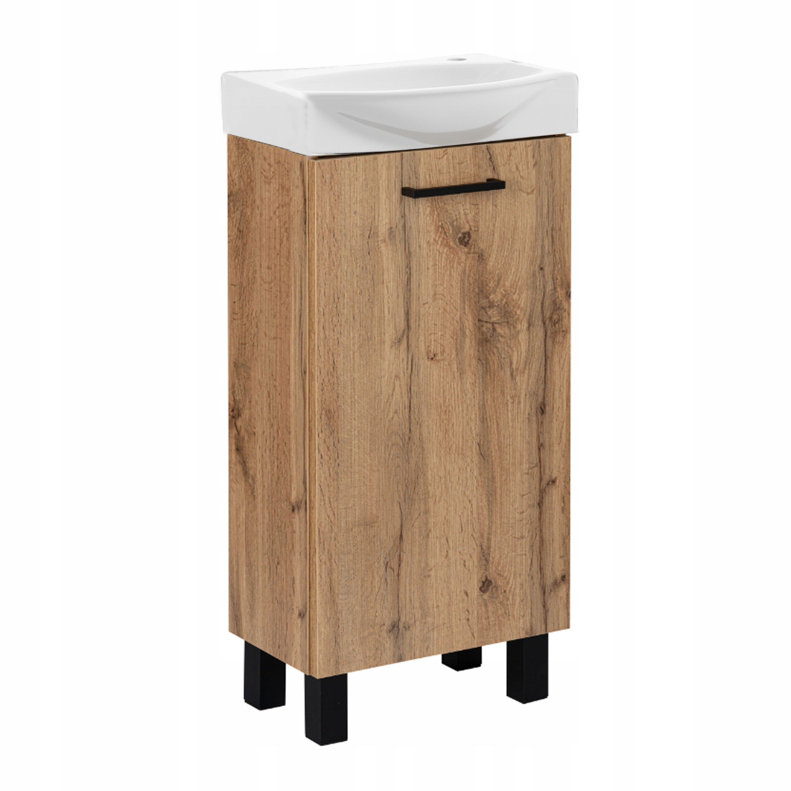 Szafka Łazienkowa z Umywalką 40 x 22 cm Stojąca Dąb Craft Złoty