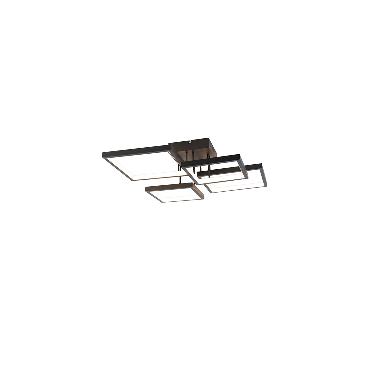 Qazqa designerski plafon - Lejo - czarny, kwadratowy, led zintegrowana 30w zestawie, Integrated led, 2700k, ciepła biel