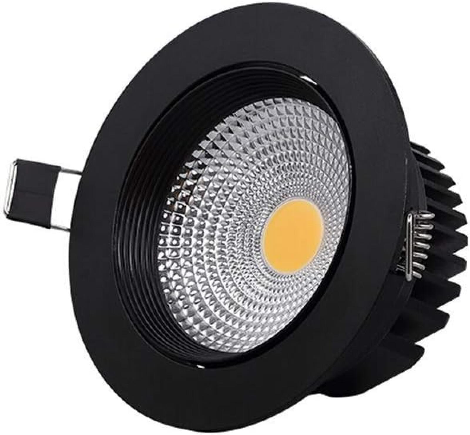Foco LED empotrable negro, 3W, luz blanca cálida 3000K, apto para ...