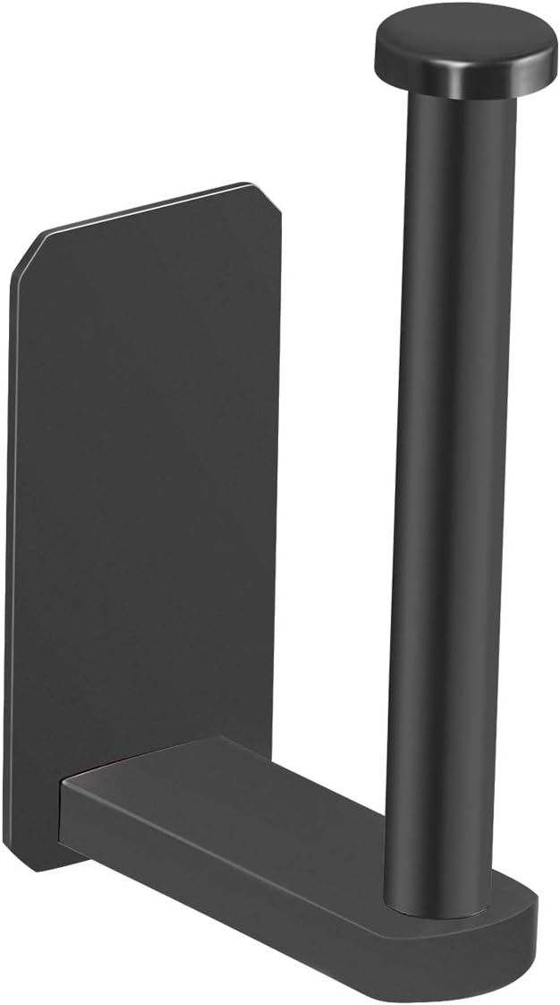 Uchwyt na papier toaletowy ze stali nierdzewnej, samoprzylepny, bez wiercenia, odpowiedni do łazienki, kuchni i toalety (czarny)