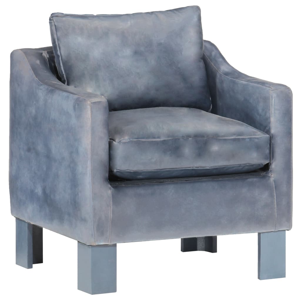 Sillón de salón | silla | sillón con diseño de cubo cuero auténtico gris cfw246769