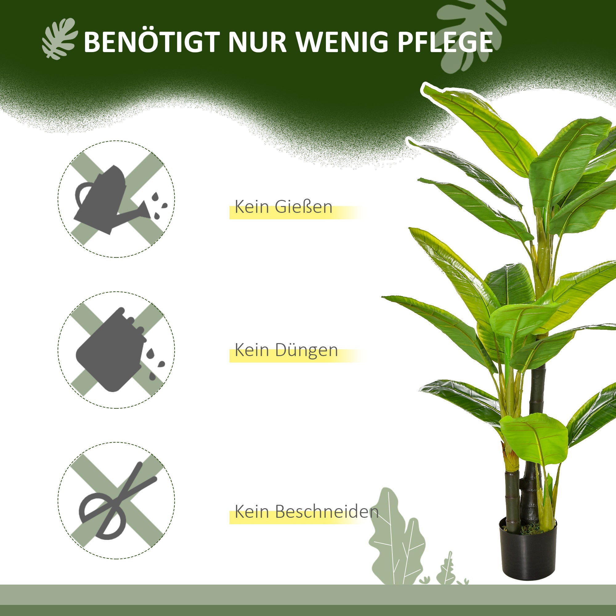 Plantes artificielles de 150 cm, plantes artificielles en pot, bananier artificiel, plante artificielle, arbre artificiel, plante d'intérieur - 7