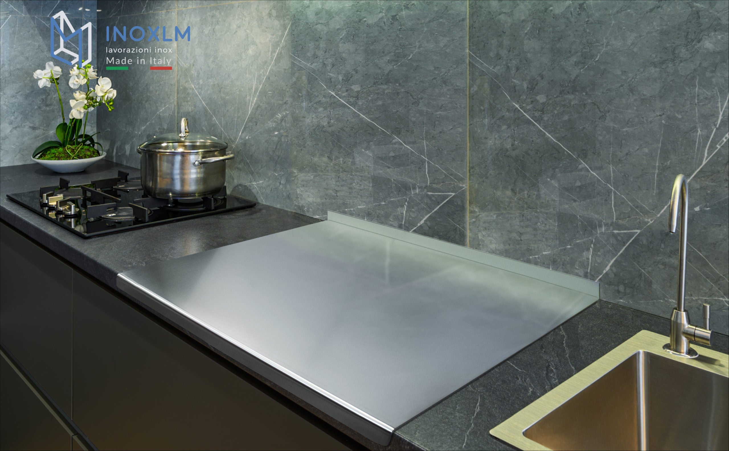 INOXLM Tagliere Spianatoia 60X56 con piega 2 cm ed alzatina 4 cm per impastare Piano da Lavoro in Acciaio Inox per Cucina per Bar per Ristorante - 3