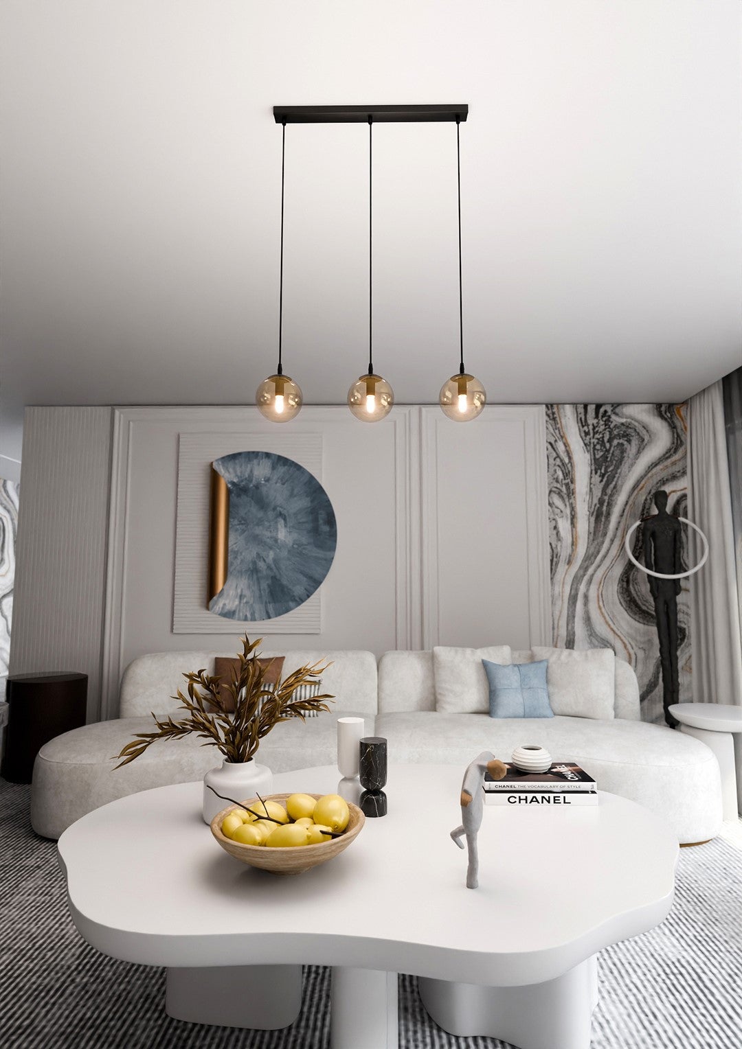 Lampa wisząca Cosmo czarno-miodowy 3xE14x10W wym: 100 x 70 x 12 cm szkło Emibig - 3