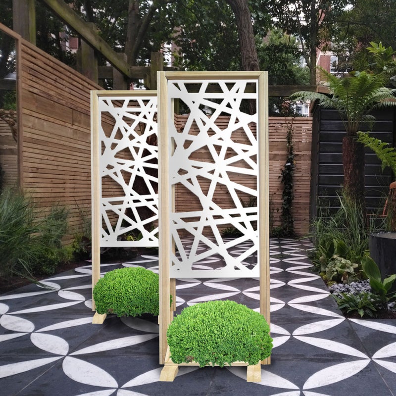 ŚREDNIA PRZEKĄTNA - Wolnostojący modułowy ekran - 70x190 cm - Wykonany z drewna i PVC, kolor wnętrza biały