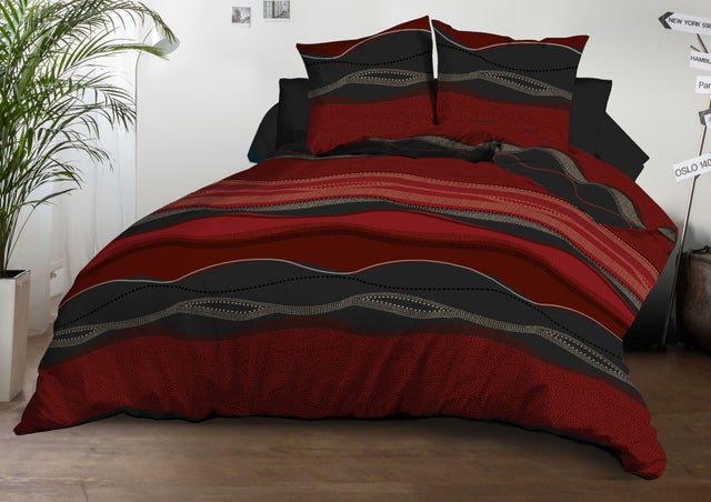 Housse de couette 220x240 + 2 taies - Microfibre - Baltic rouge