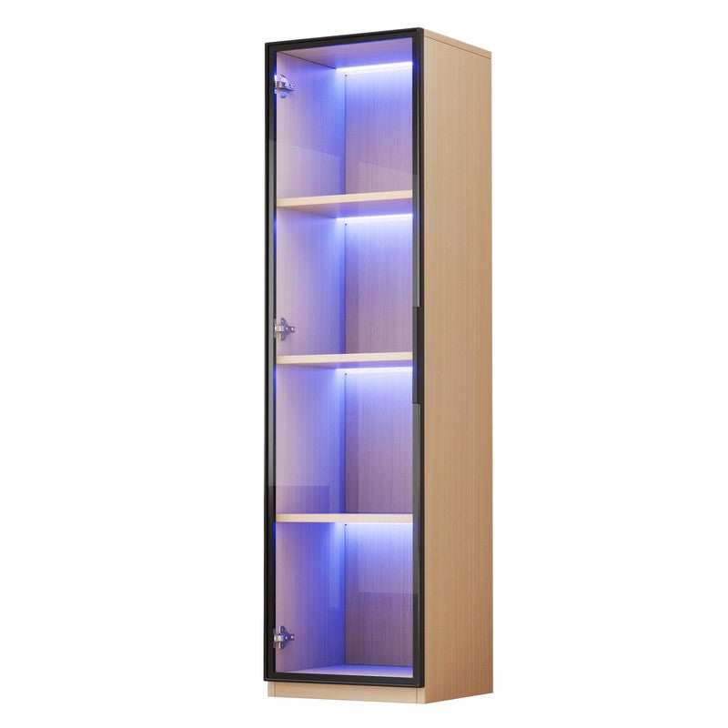 Vitrine Étroite avec 1 porte en Verre Trempé - 40x40x165 cm - Meuble De Présentation avec Éclairage LED, Meuble Haut avec Charnieres Silencieuses - 7
