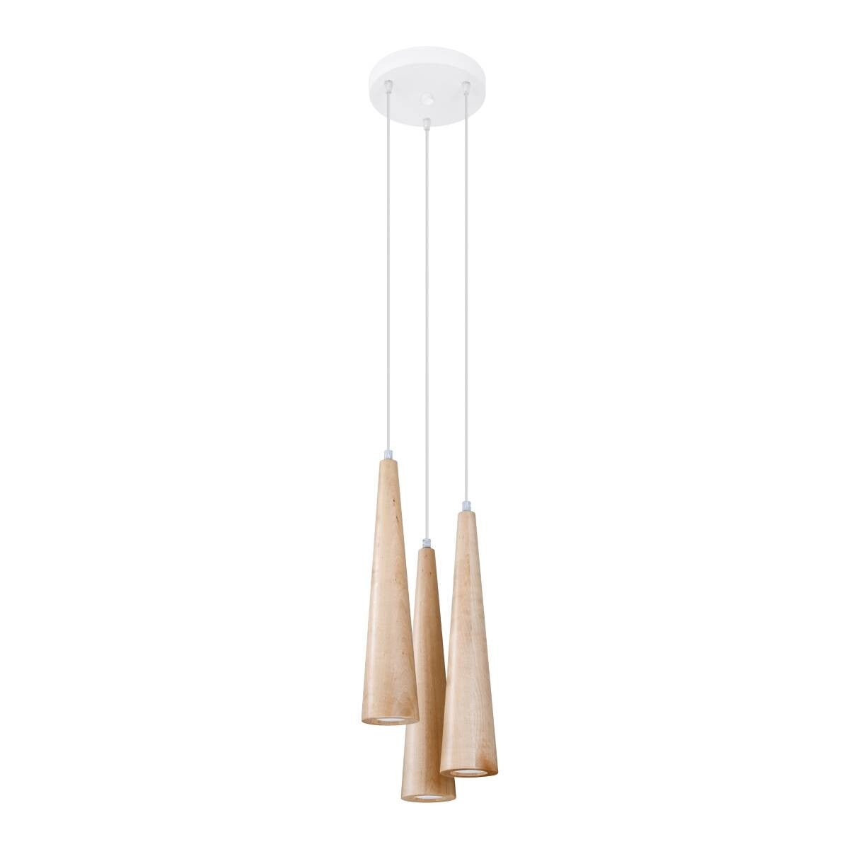 Lampa wisząca Sula naturalne drewno 3xGU10x10W industrialna wym: 120 x 20 x 20 cm metal Sollux Lighting